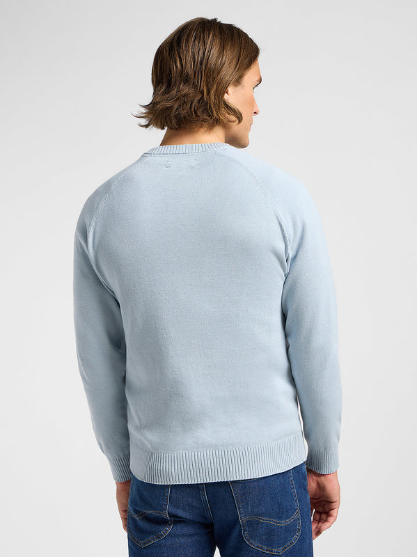 Lee Men's Clean Raglan Sweater - Concrete Gray, 100% Cotton Knit