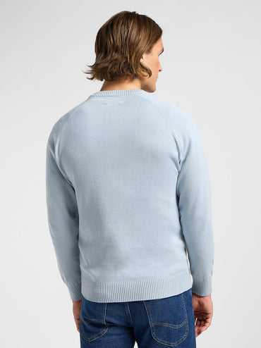 Lee Men's Clean Raglan Sweater - Concrete Gray, 100% Cotton Knit