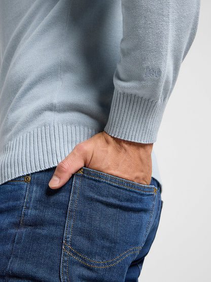 Lee Men's Clean Raglan Sweater - Concrete Gray, 100% Cotton Knit