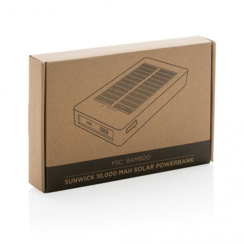 Sunwick 10,000 mAh Bamboo Solar Power Bank, Portable Eco-Friendly Fast Charger