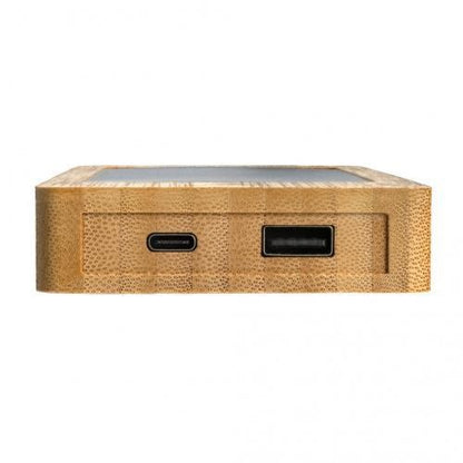 Sunwick 10,000 mAh Bamboo Solar Power Bank, Portable Eco-Friendly Fast Charger