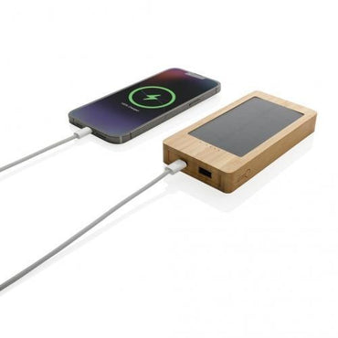 Sunwick 10,000 mAh Bamboo Solar Power Bank, Portable Eco-Friendly Fast Charger