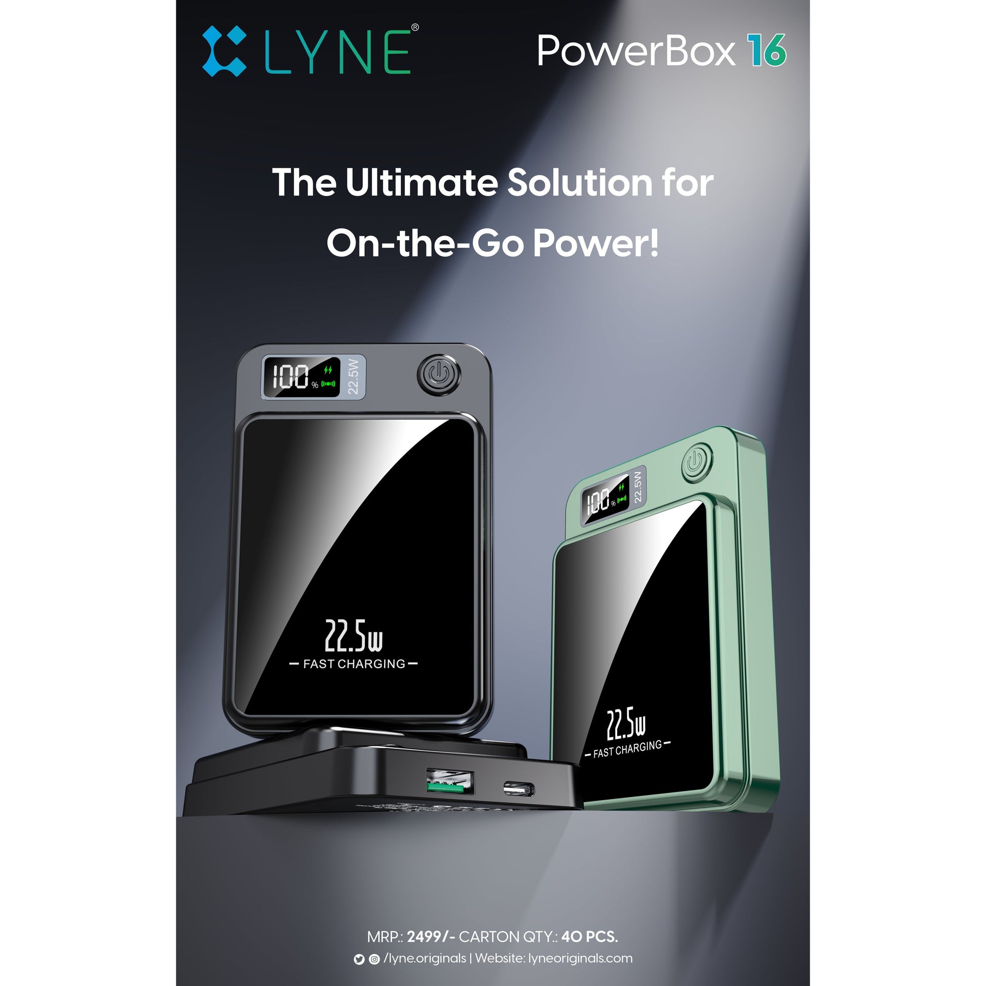LYNE Powerbox 16 22.5W PD Output Magnetic Wireless Charging