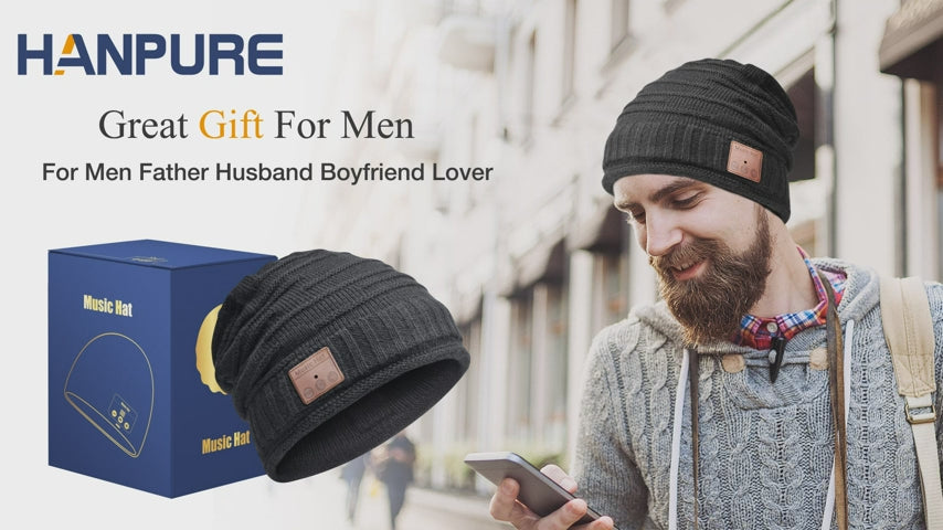 HANPURE Unisex Bluetooth Beanie Hat Black