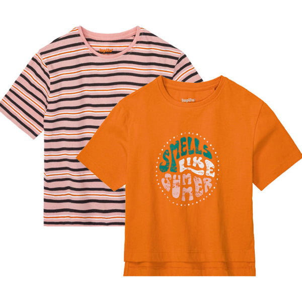 Lupilu Girls' Cotton T-Shirt Set 2-Pack Multicolor 122-128 cm 403640-1