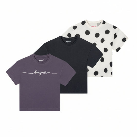 Pepperts! Girls' Cotton T-Shirt Set 3-Pack Multicolor 134-140 cm (8-10 Years) 372619