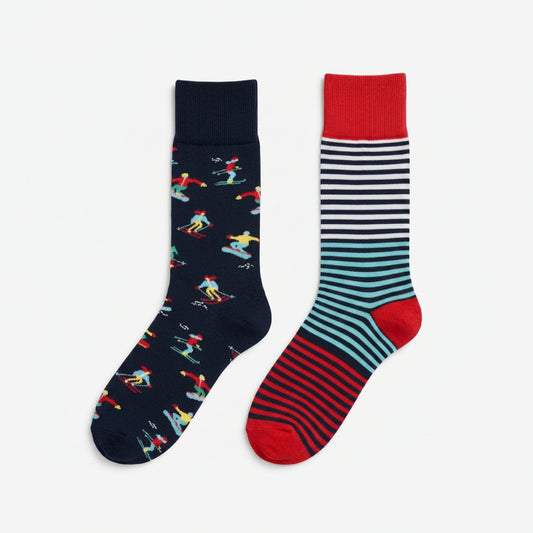Men's High Socks 2‑Pair Colorful