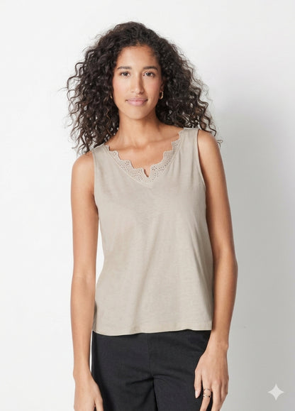 Esmara Women's Cotton Lace Top Beige 40/M 472766
