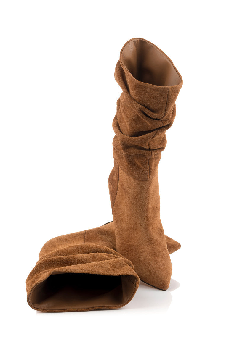 Gant Bettany Cognac Leather Stiletto Heel Women's Boots - Elegant Knee-High Design