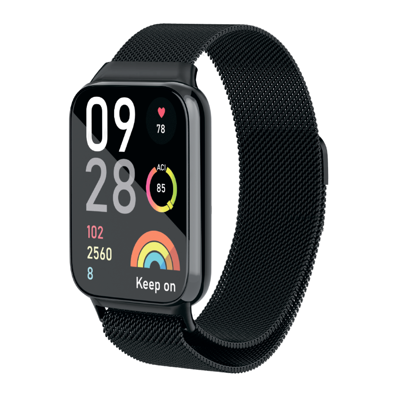Red Line Milanese Loop Strap for Mi Band 8 Pro Black