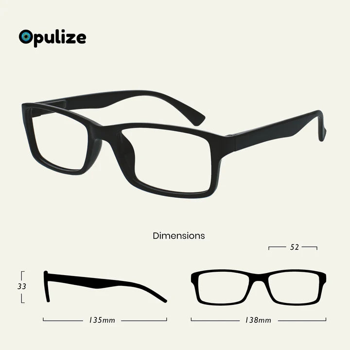Opulize PEP Rectangular Reading Glasses with Spring Hinges