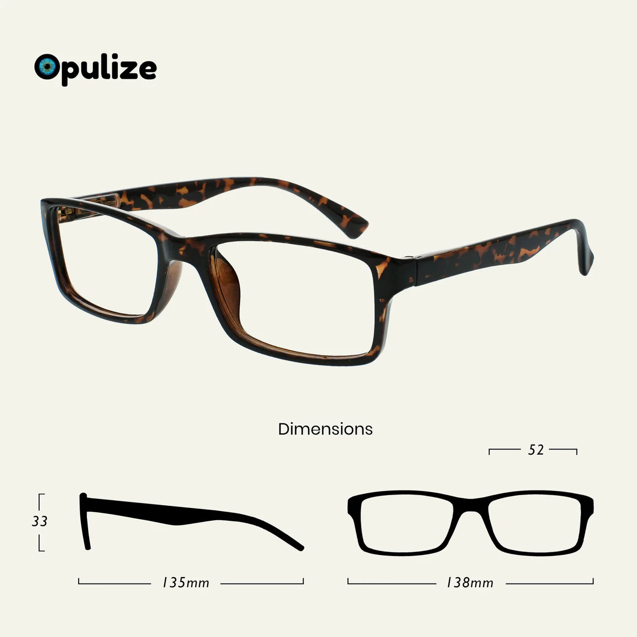 Opulize PEP Rectangular Reading Glasses with Spring Hinges