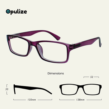 Opulize PEP Rectangular Reading Glasses with Spring Hinges