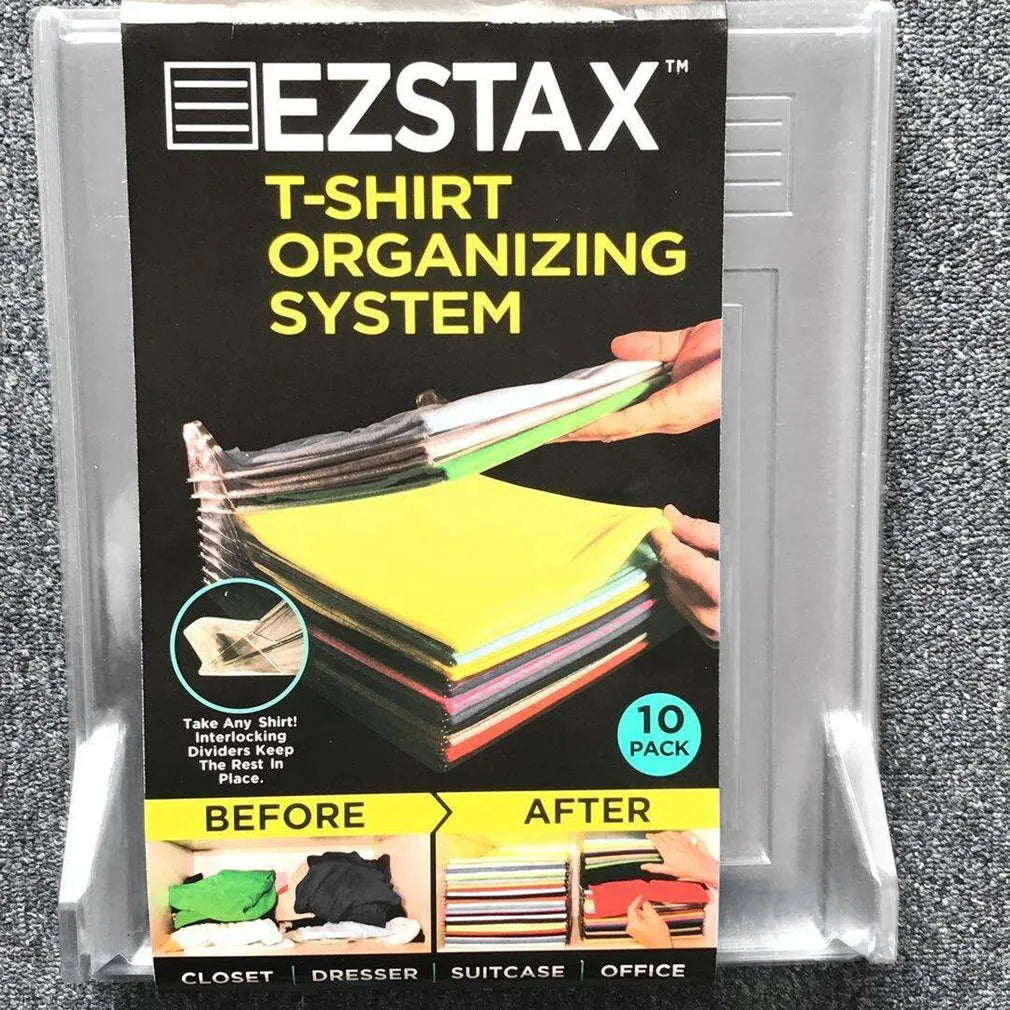 10-Layer Clothes Organizer Dividers: T-Shirt Folding System for Closet Storage