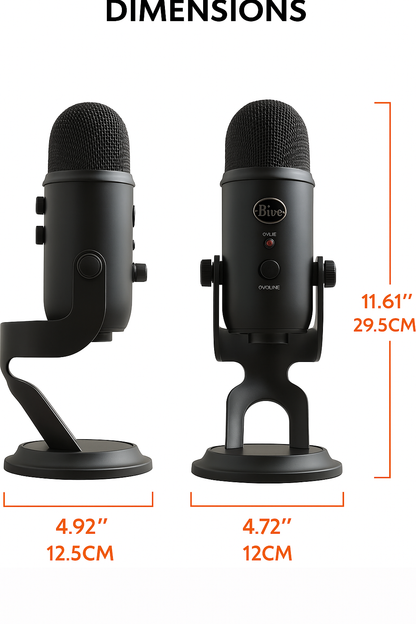 Blue Yeti Blackout USB Microphone: Studio Quality Recording and Streaming