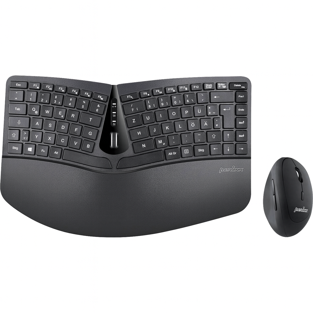Perixx Ergonomic Wireless Keyboard & Vertical Mouse Combo with Gel Wrist Rest