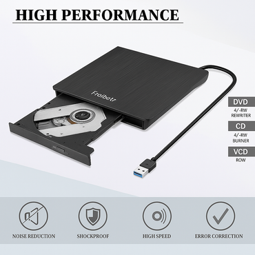 Froibetz External USB 3.0 DVD-RW CD-RW Burner Drive with Card Reader