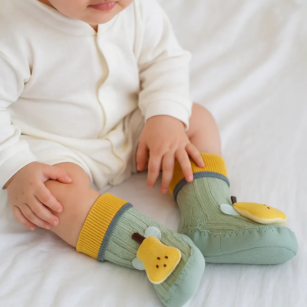 Warm Wool Cartoon Baby Shoes and Socks with Non-Slip Leather Sole for Toddlers - Gomix Brands Outlet
