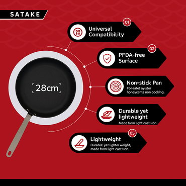 Satake 28‑Inch Cast Iron Honeycomb Non‑Stick Frying Pan