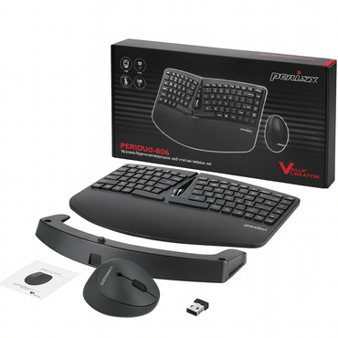 Perixx Ergonomic Wireless Keyboard & Vertical Mouse Combo with Gel Wrist Rest