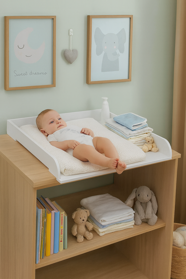 WOLTU White MDF Baby Changing Table Topper: Safe, Sturdy, & Stylish Organizer