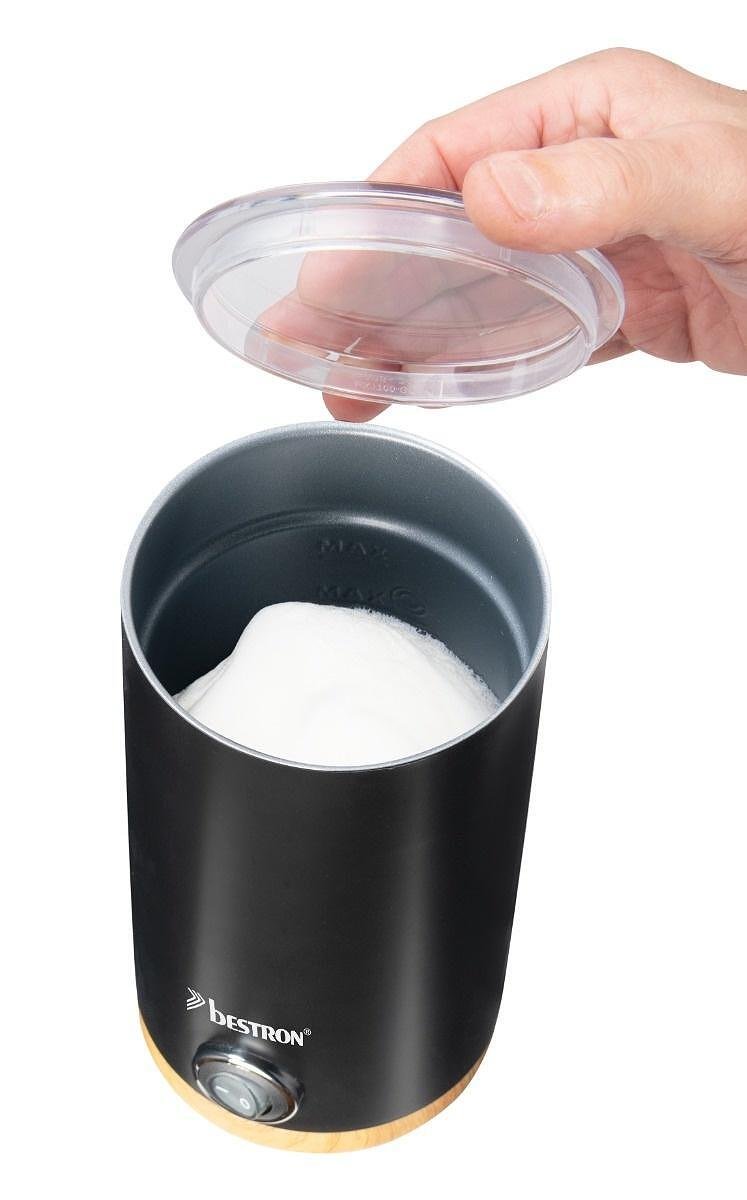 Bestron AMF8050 Electric Milk Frother 300ml Black Wood
