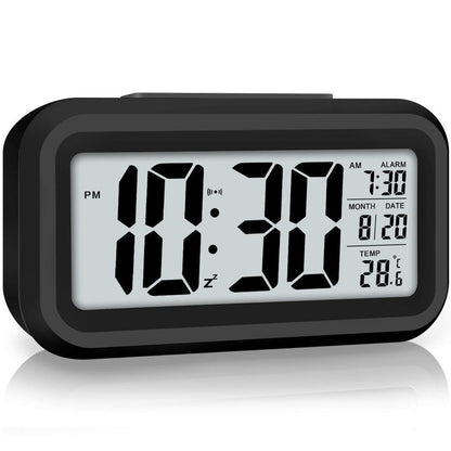 Digital LCD Alarm Clock with Temperature Display Black