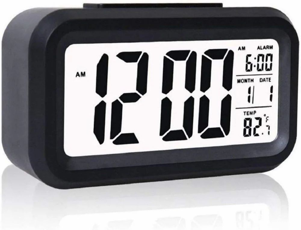 Digital LCD Alarm Clock with Temperature Display Black