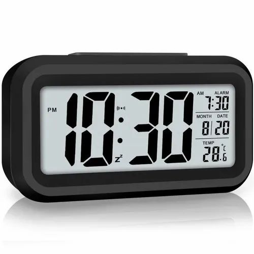 Digital LCD Alarm Clock with Temperature Display Black