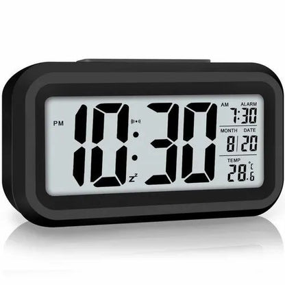 Digital LCD Alarm Clock with Temperature Display Black
