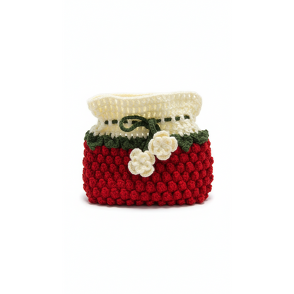 Handmade Crochet Burgundy Tissue Box with Floral Detail