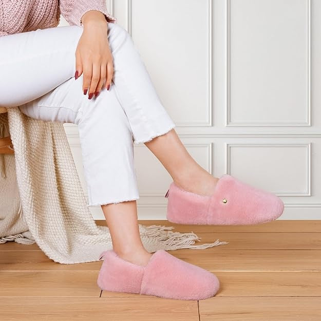 Cozy Pink Women's House Slippers with Anti-Slip Sole, Size EU 38/39
