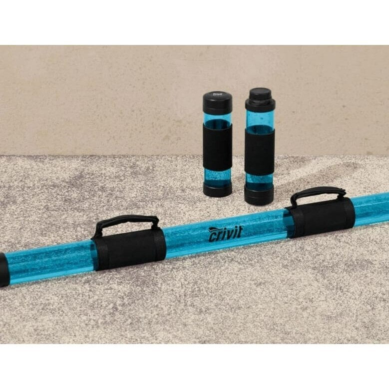 Crivit Detachable Extension Fitness Balance Bar – Transparent Blue Black