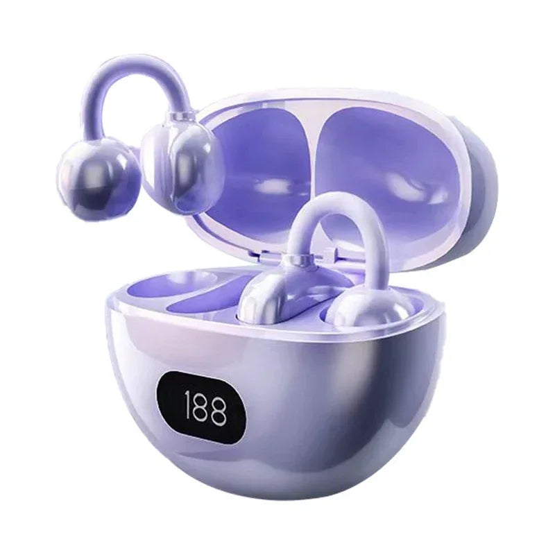 Purple Wireless Clip-On Headphones: Bluetooth 5.4, IPX5 Waterproof, 24-Hour Battery - Gomix Brands Outlet