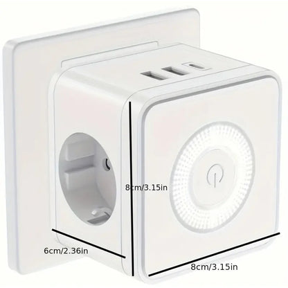 Cube Multifunctional Socket 3x USB LED Night Light White