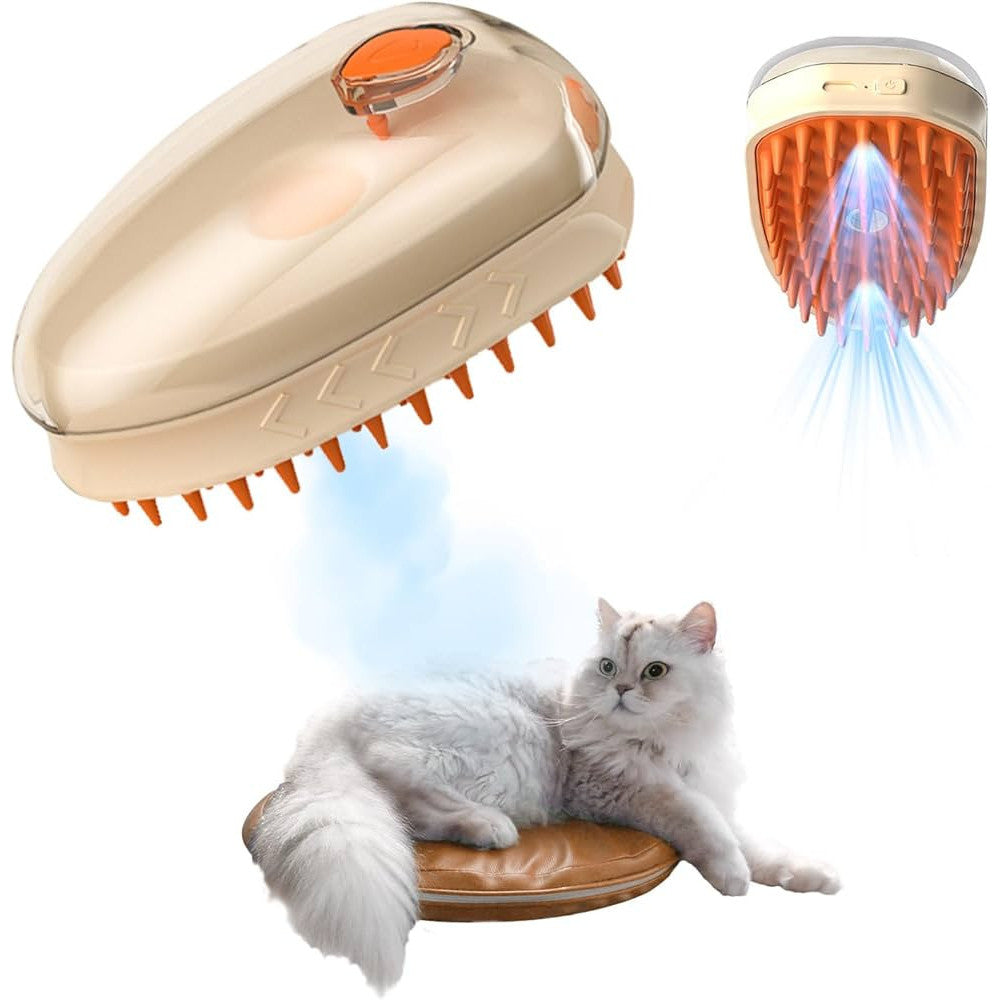 4-in-1 Electric Pet Brush with Vibration, Cooling Spray, LED Light