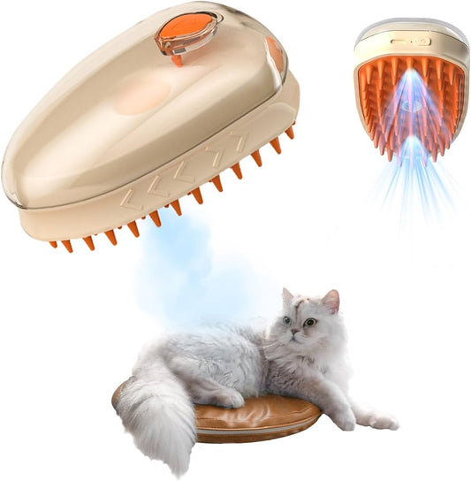 4-in-1 Electric Pet Brush with Vibration, Cooling Spray, LED Light