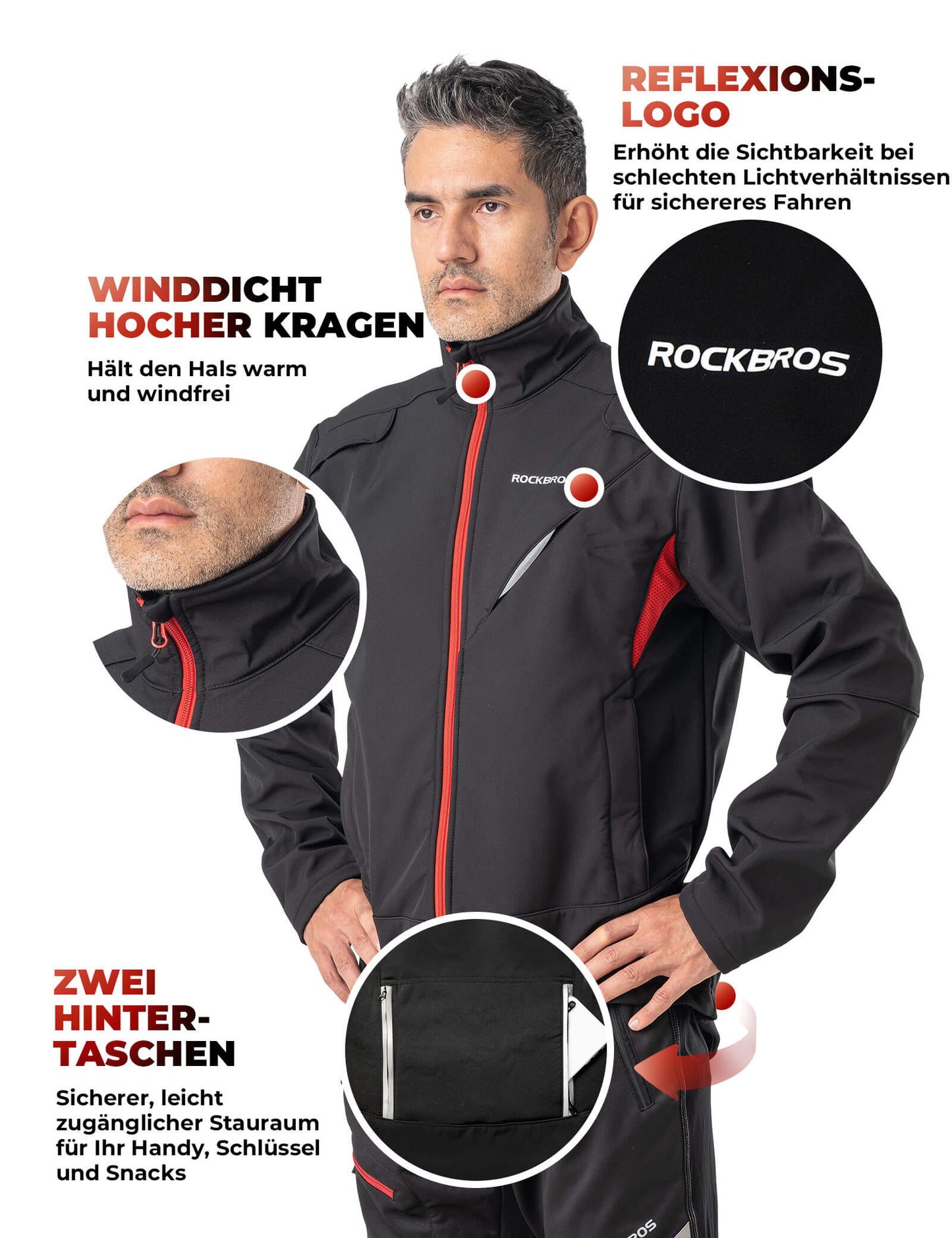 Men's ROCKBROS Winter Waterproof Windproof Cycling Jacket with Ventilation