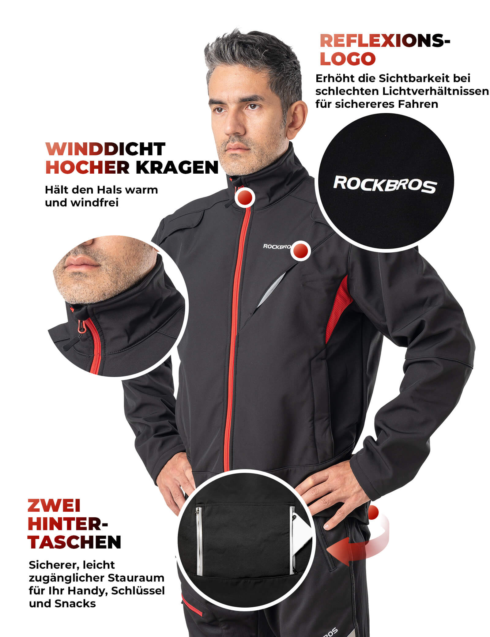 Men's ROCKBROS Winter Waterproof Windproof Cycling Jacket with Ventilation