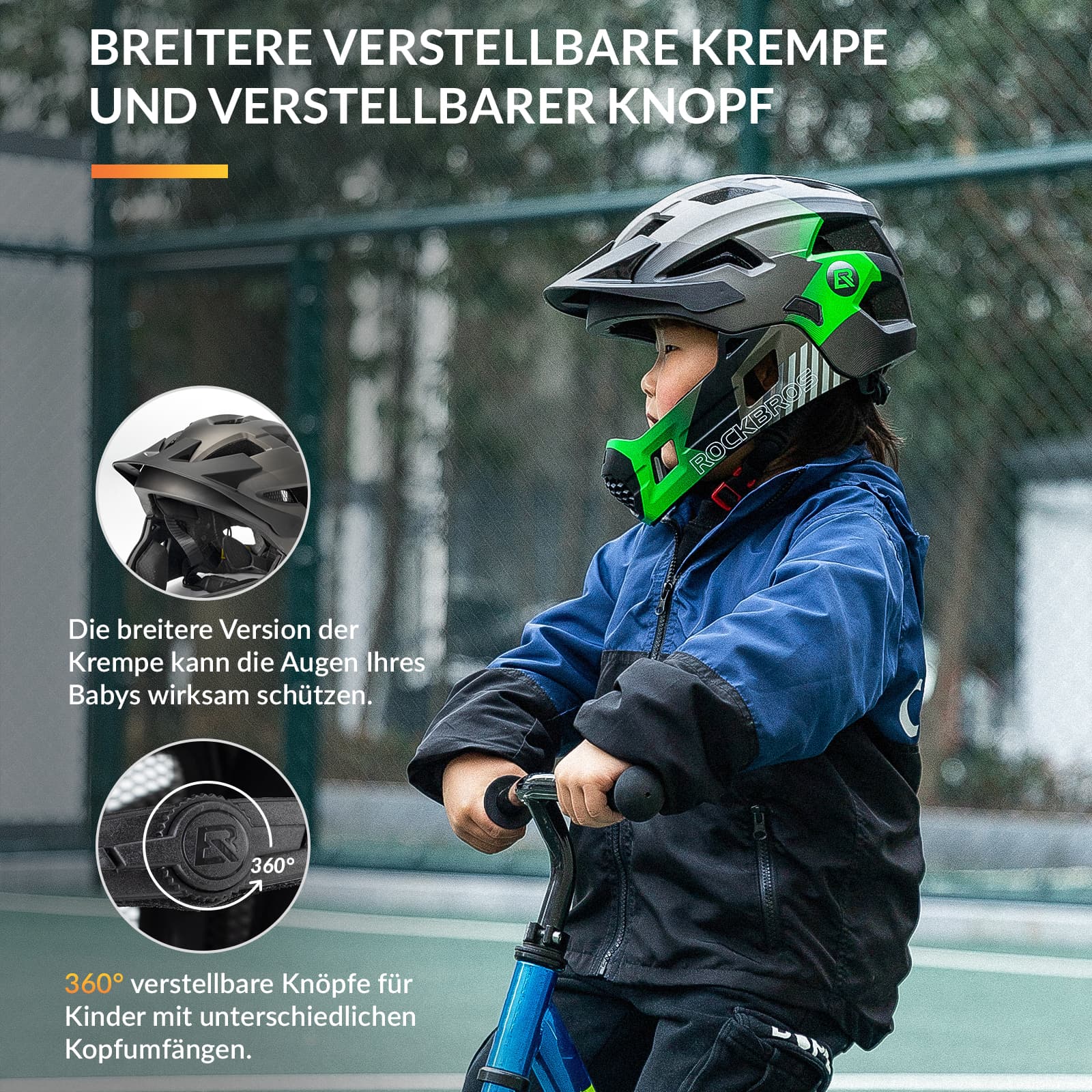ROCKBROS Kids BMX MTB Downhill Helmet with Removable Chin Guard