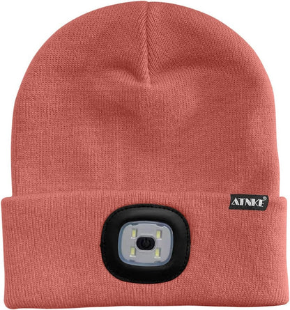 ATNKE Rechargeable LED Lighted Beanie Hat – Bright Hands-Free Headlamp for Winter