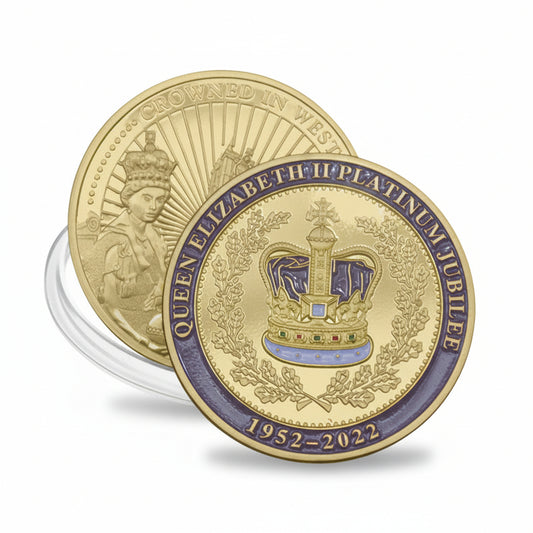 GOLDEN Plated Queen Elizabeth II Platinum Jubilee Commemorative Coin 1952-2022