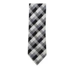 Geoffrey Beene Black Silk Tie with Gray Check