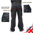 Red Grey Classic Heavy‑Duty Cargo Work Trousers with Knee Pads