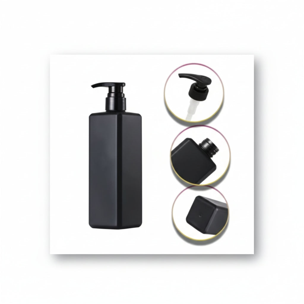 Reusable Black Soap Bottle Dispenser 500ml - 1/2/4 Pack