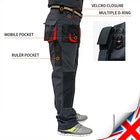 Red Grey Classic Heavy‑Duty Cargo Work Trousers with Knee Pads