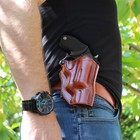 Premium Brown Leather Paddle Holster for Taurus Judge Revolver