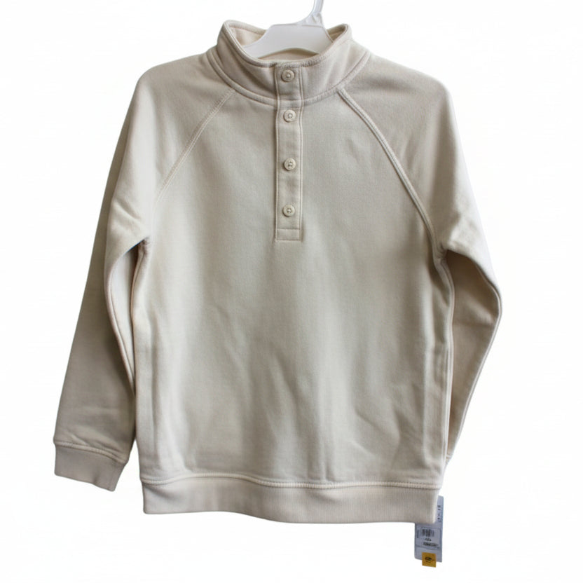 Kids Pullover Sweatshirt Cat & Jack Cream Ivory Button Neck