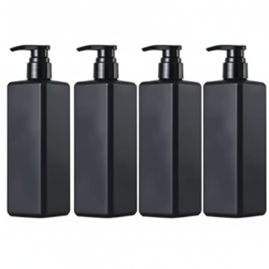 Reusable Black Soap Bottle Dispenser 500ml - 1/2/4 Pack