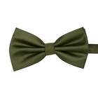 Olive Green Men's Solid Pre-tied Bow Tie with Pocket Square